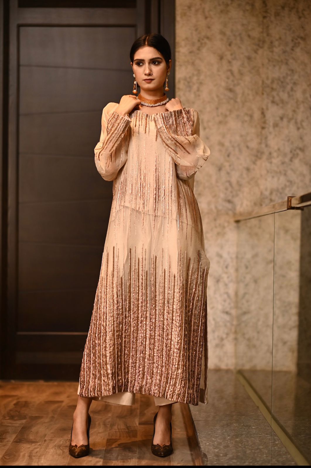 Chic Organza Stripes: Handcrafted Elegance