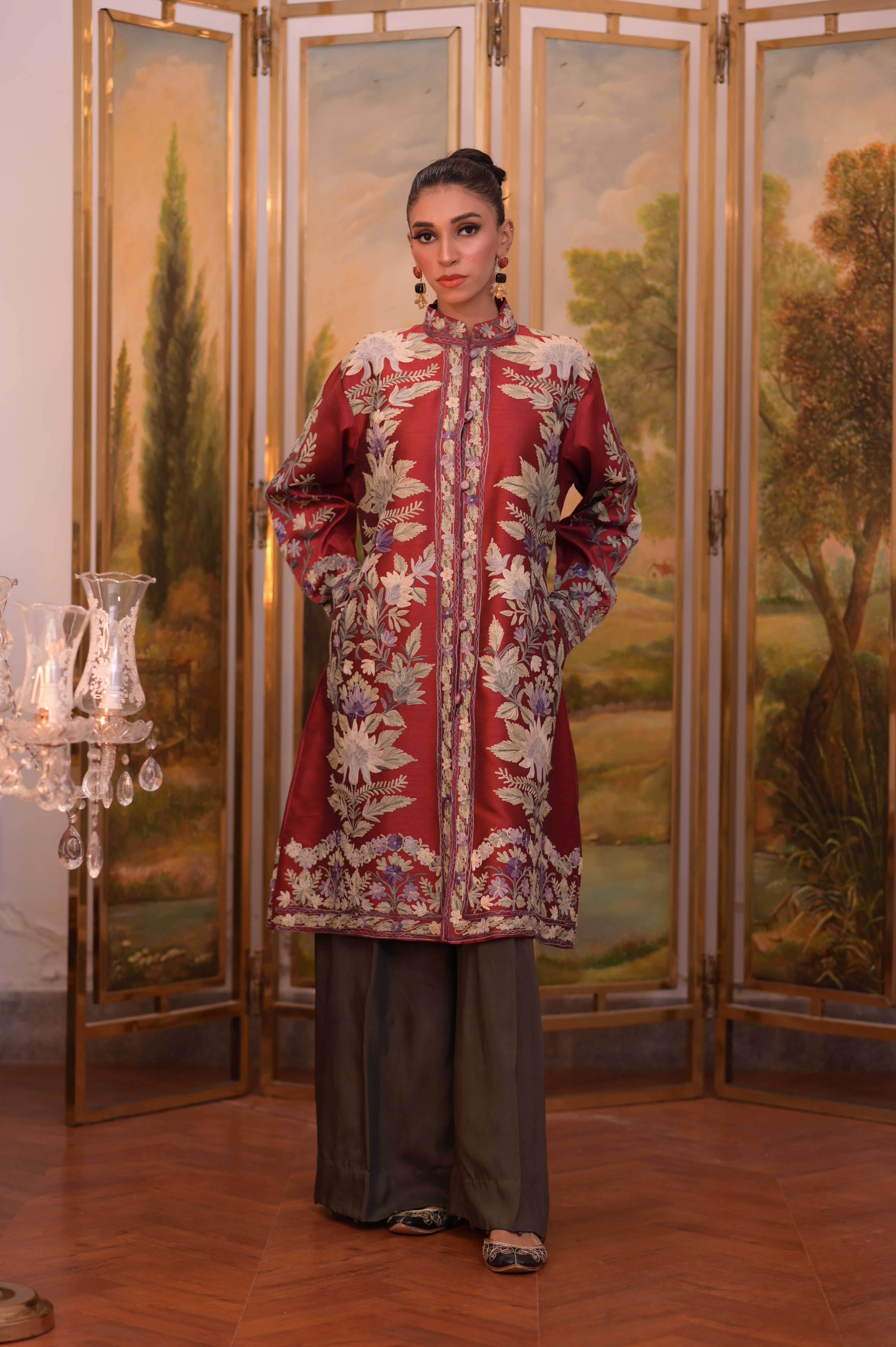 Indian Rawsilk with Art Work (Only Gown)