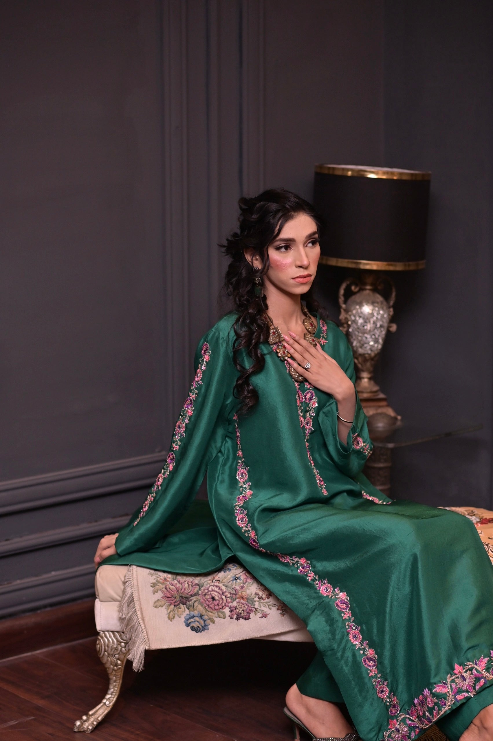 Pure rawsilk with hand Embroidry