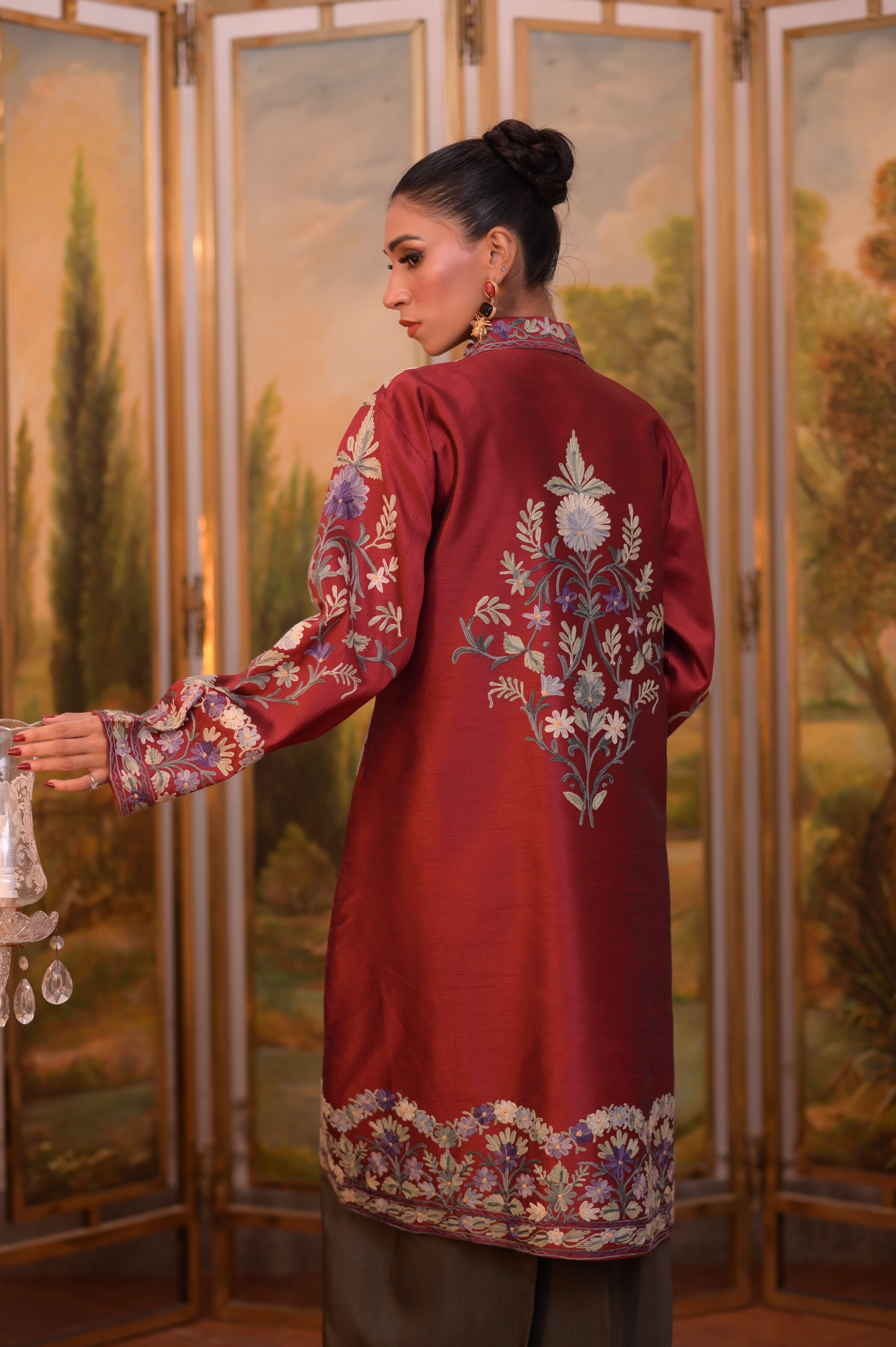 Indian Rawsilk with Art Work (Only Gown)