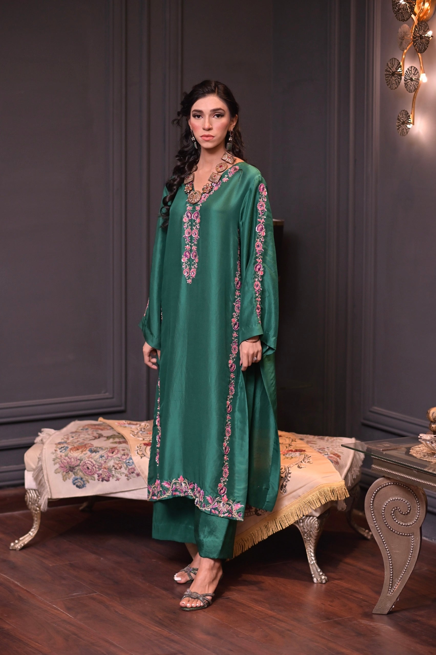 Pure rawsilk with hand Embroidry