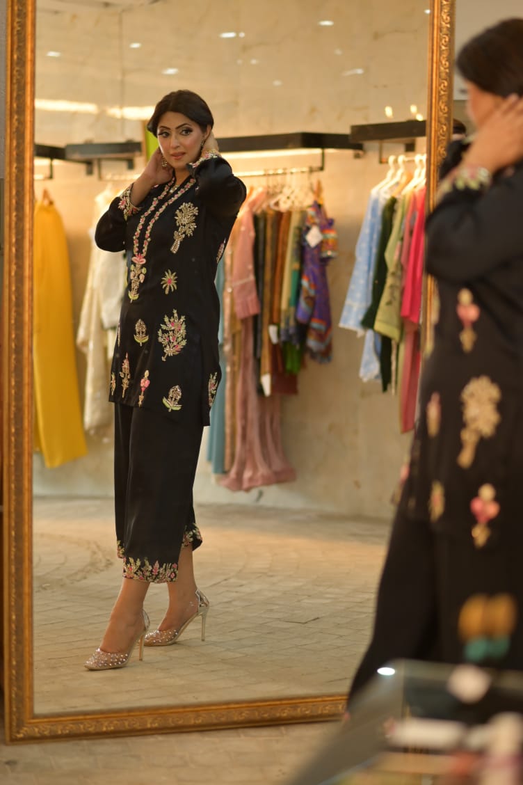 Pure Silk Resham Work Embroidered Formal Dress